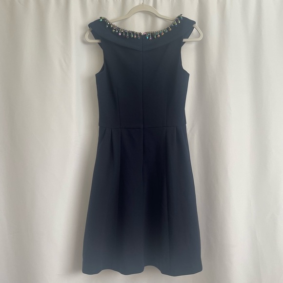 Betsey Johnson Jeweled Fit & Flare Cocktail Navy Mini Dress - Picture 6 of 13